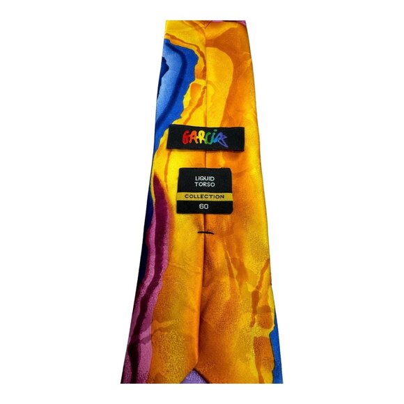 J. García 100% Silk Collection 60 Men's Tie Liquid Torso Multicolor 3.5" Width - Picture 4 of 5